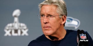 Seattle Seahawks' head coach Pete Carroll answers a question at a news conference for NFL Super Bowl XLIX football game, Monday, Jan. 26, 2015, in Phoenix. The Seahawks play the New England Patriots in Super Bowl XLIX on Sunday, Feb. 1, 2015. (AP Photo/Matt York)
